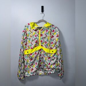 BlackJack 1999 retro windbreaker geometric jacket Size Large EUC neon pop VTG